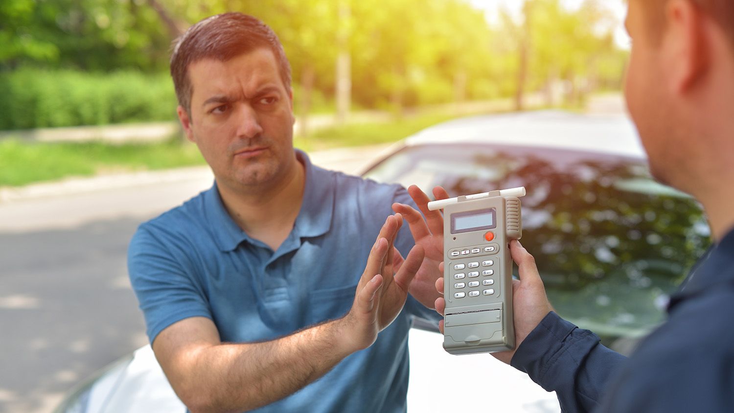 
                    man refusing breathalyzer test from police